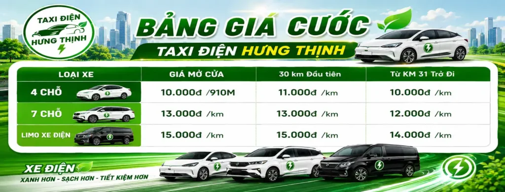 taxi điện hưng thịnh bảng giá